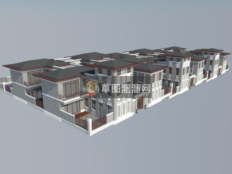 民国风格联排SU模型