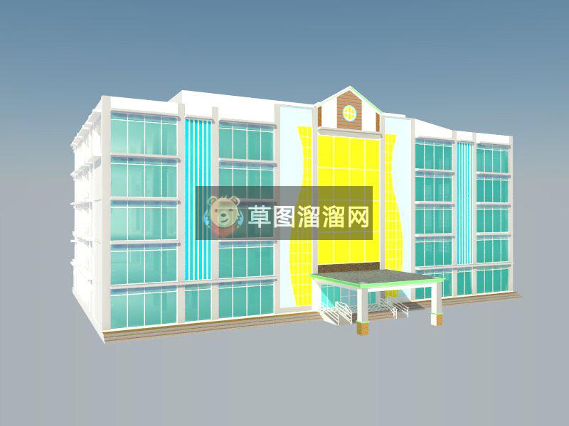 办公楼玻璃幕SU模型
