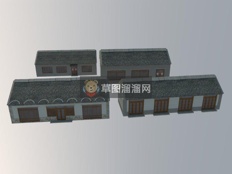 民宿建筑平房SU模型