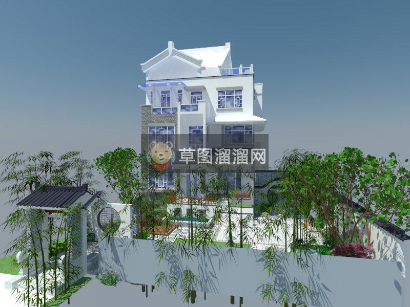 中式别墅庭院SU模型