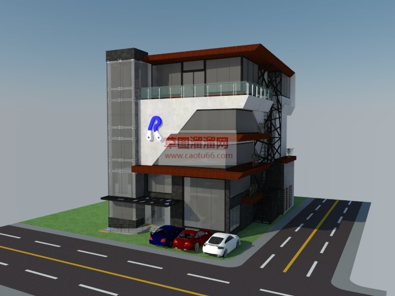 低层办公楼建SU模型
