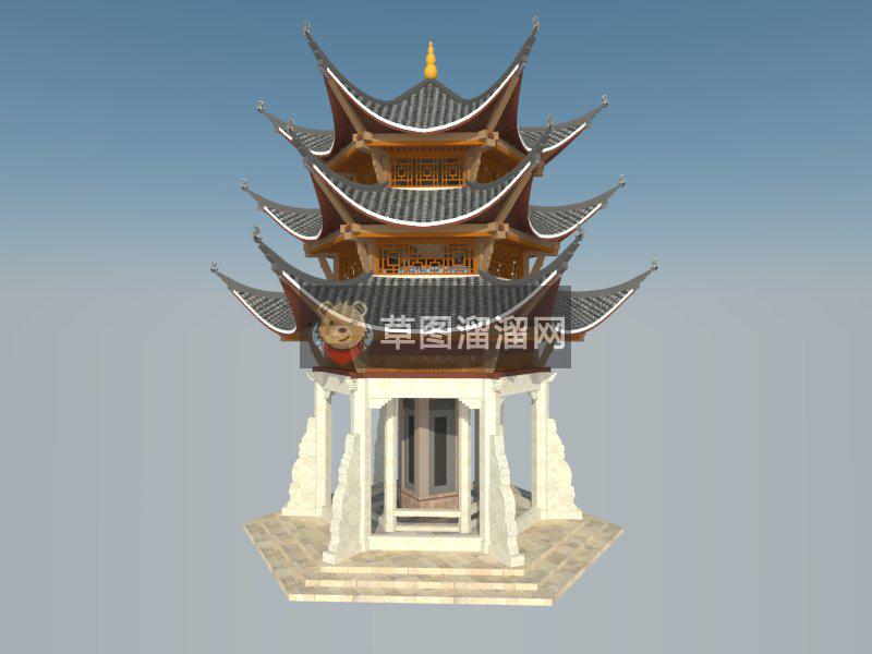 中式古建凉亭SU模型