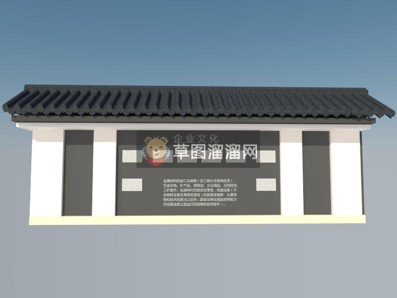 中式马头墙形象墙SU模型