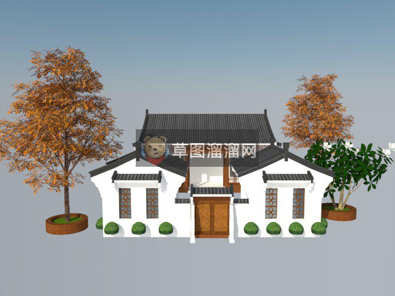 中式建筑祠堂SU模型