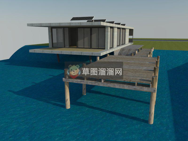 度假别墅滨水SU模型
