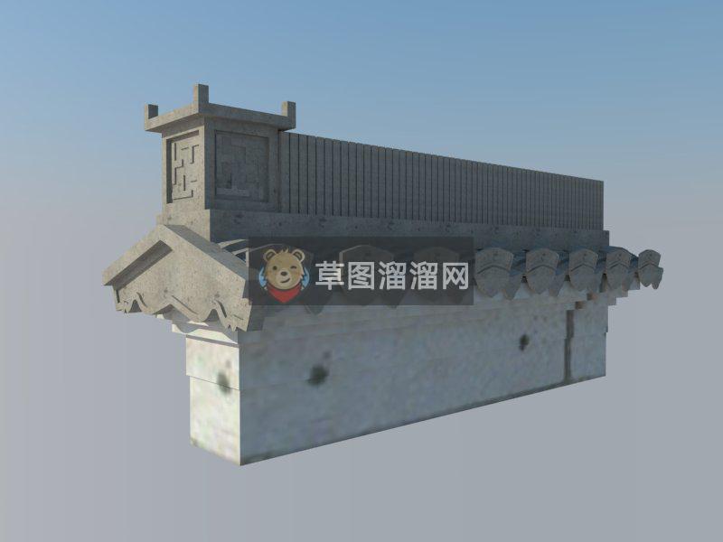 中式马头墙SU模型
