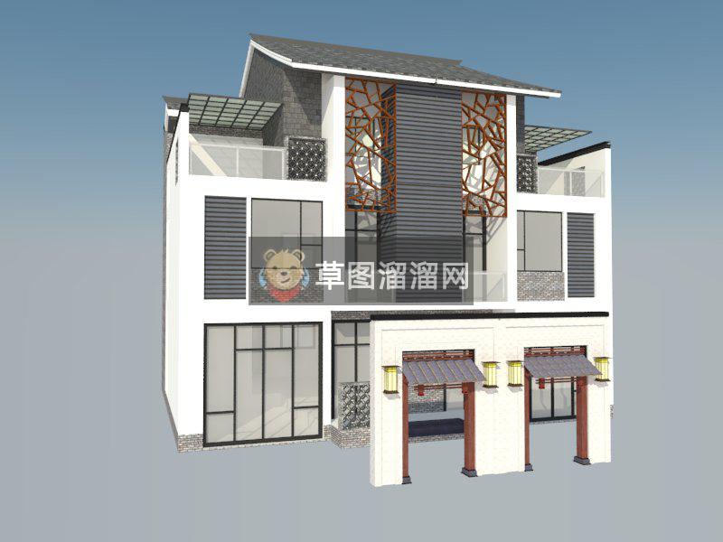独栋中式别墅SU模型