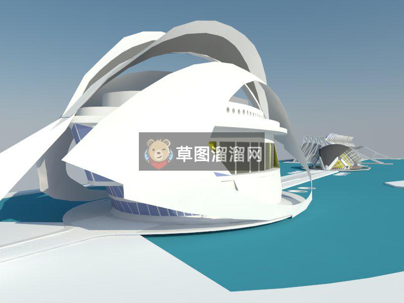水上展馆建筑SU模型
