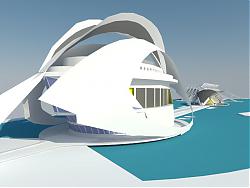 水上展馆建筑SU模型