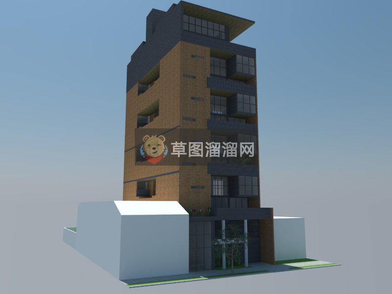 独栋酒店建筑SU模型