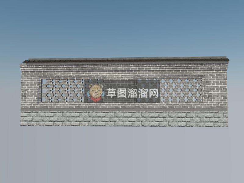 中式围墙院墙SU模型