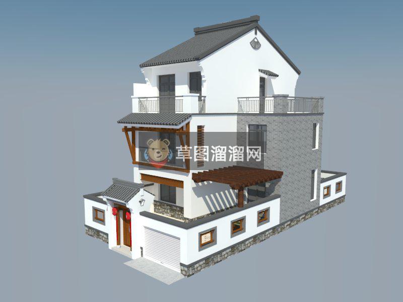 中式围院别墅SU模型