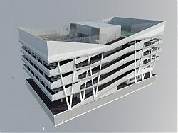 停车楼停车场屋顶篮球场SU模型