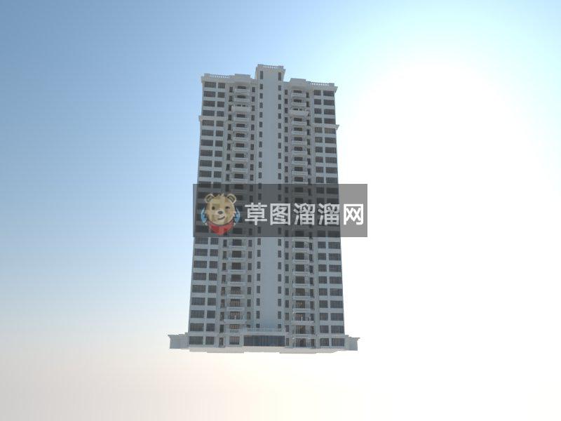 白模高层住宅SU模型