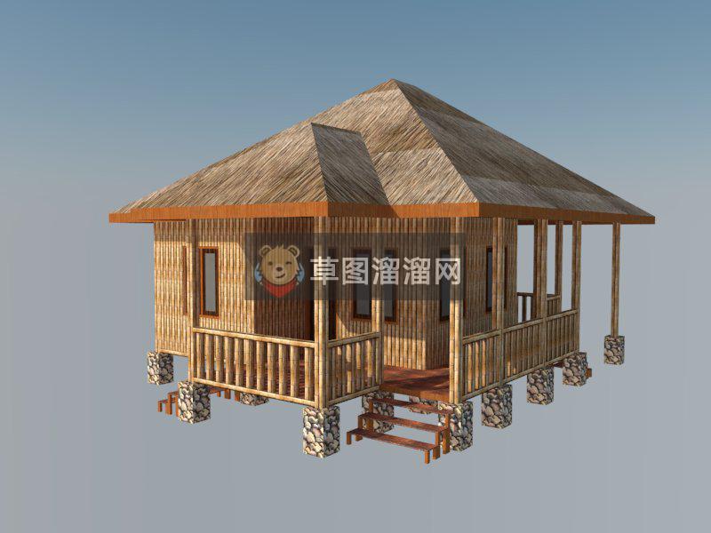 茅草屋房子SU模型