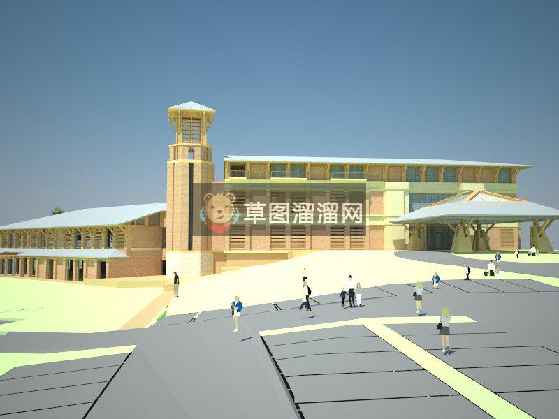 东南亚酒店山地SU模型