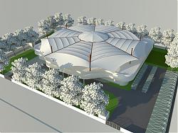 张拉膜酒店建筑SU模型