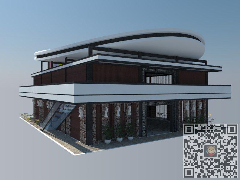 咖啡厅咖啡馆建筑SU模型