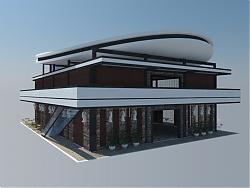 咖啡厅咖啡馆建筑SU模型