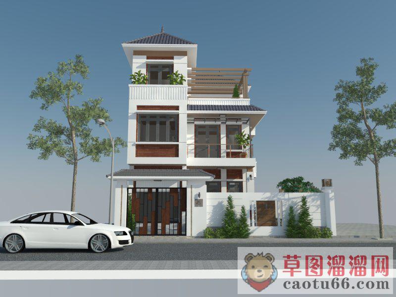 独栋别墅根雕SU模型
