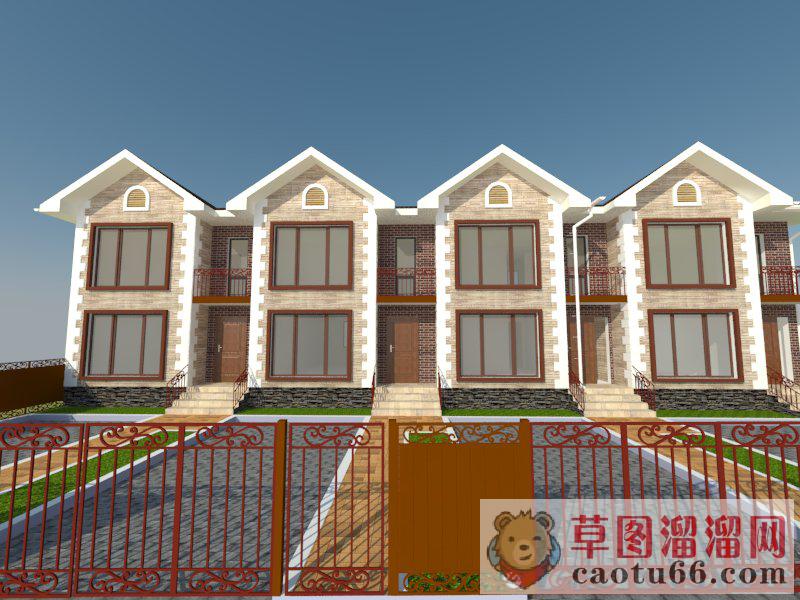 多拼别墅建筑SU模型