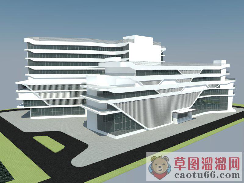 玻璃幕墙办公楼综合建筑SU模型
