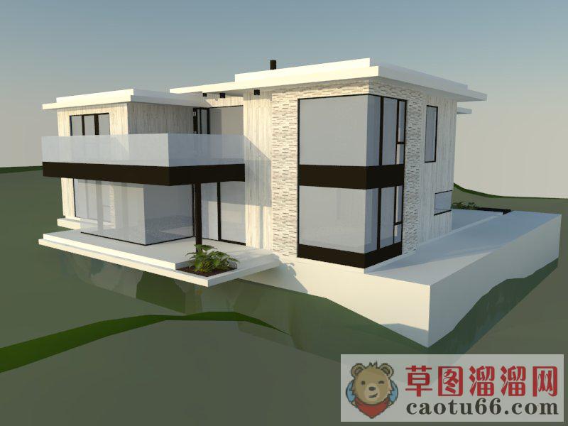山地别墅建筑SU模型