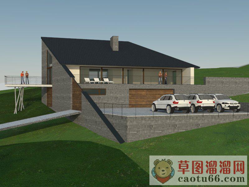 山地别墅建筑SU模型