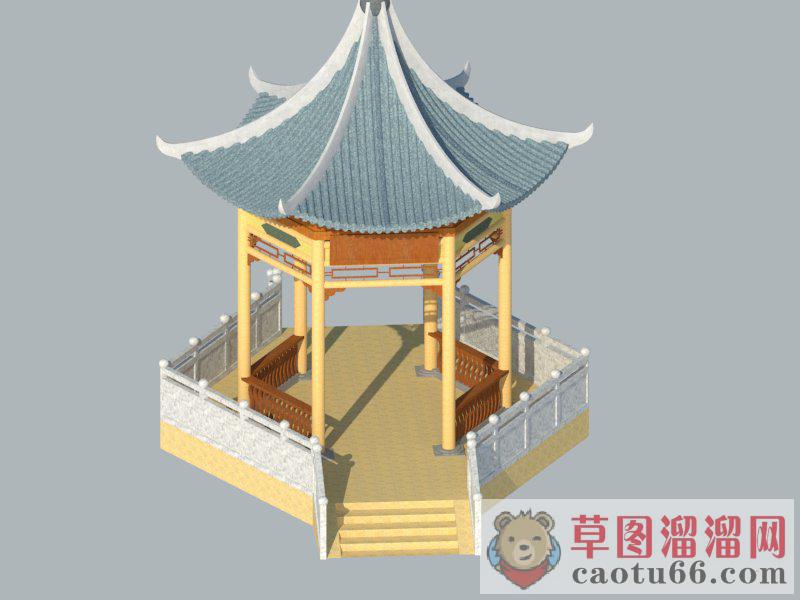 中式凉亭亭子SU模型