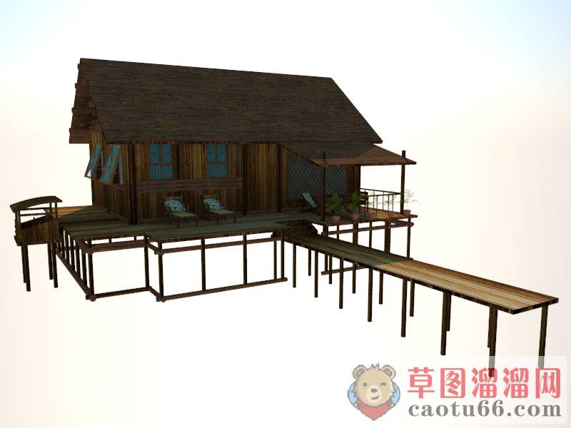 高脚住宅木屋SU模型
