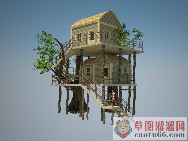 双层树屋SU模型