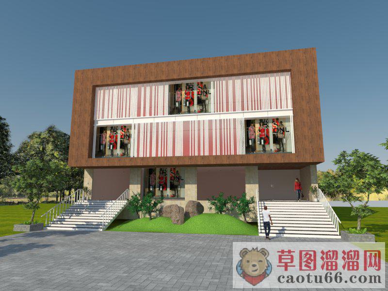 两层商店建筑SU模型