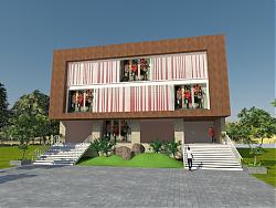 两层商店建筑SU模型