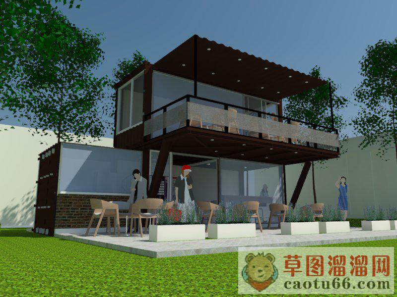 集装箱咖啡厅建筑SU模型