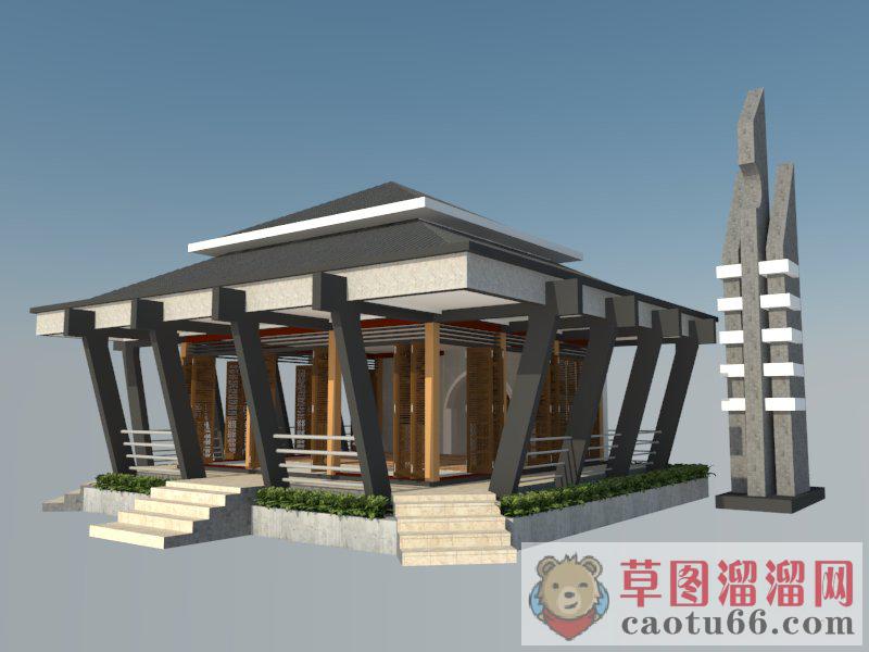 东南亚亭子SU模型