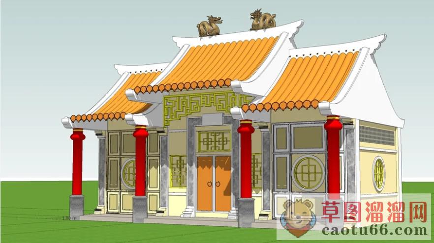 中式庙堂建筑SU模型