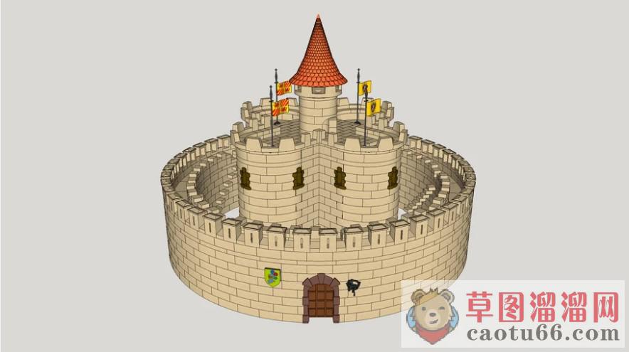 圆形卡通城堡SU模型