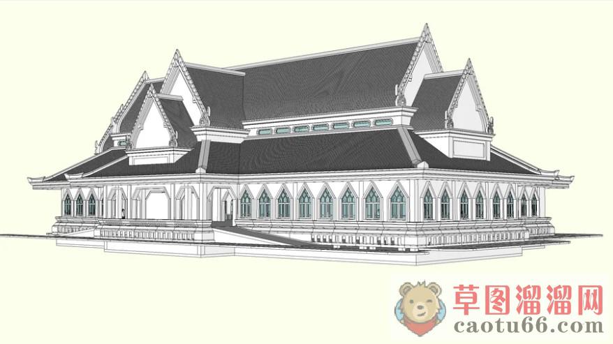 泰式酒店建筑SU模型