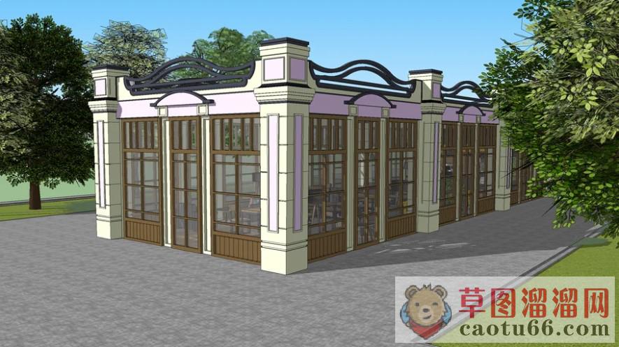 欧式咖啡厅建筑SU模型