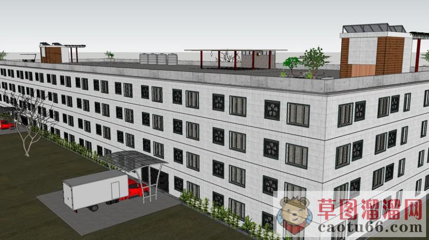 四层工厂建筑SU模型