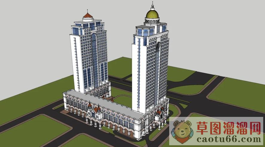 欧式酒店建筑SU模型