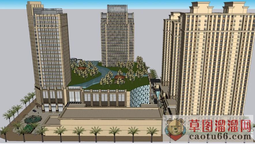 现代主义高层建筑SU模型