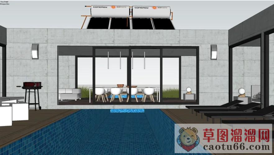 游泳池别墅SU模型