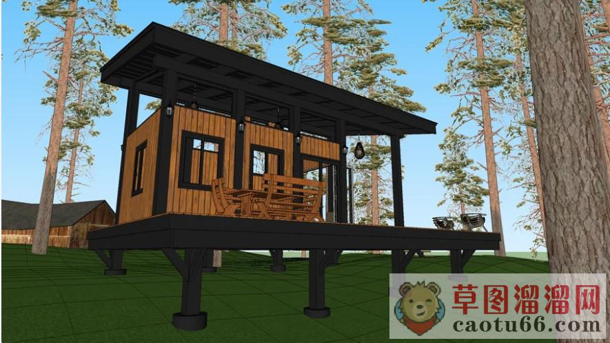 现代小木屋SU模型