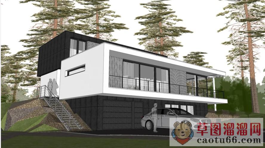 现代景观住宅SU模型