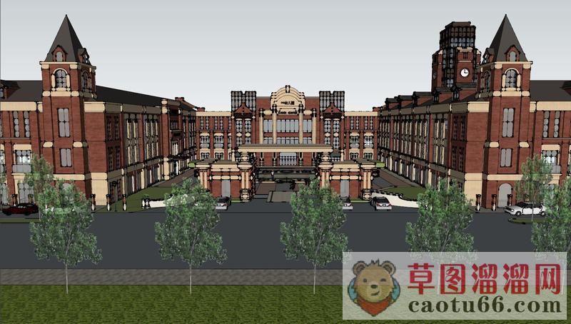 英格伦风格幼儿园学校SU模型