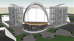 玻璃幕墙建筑会议大厅SU模型 免费sketchup模型下载