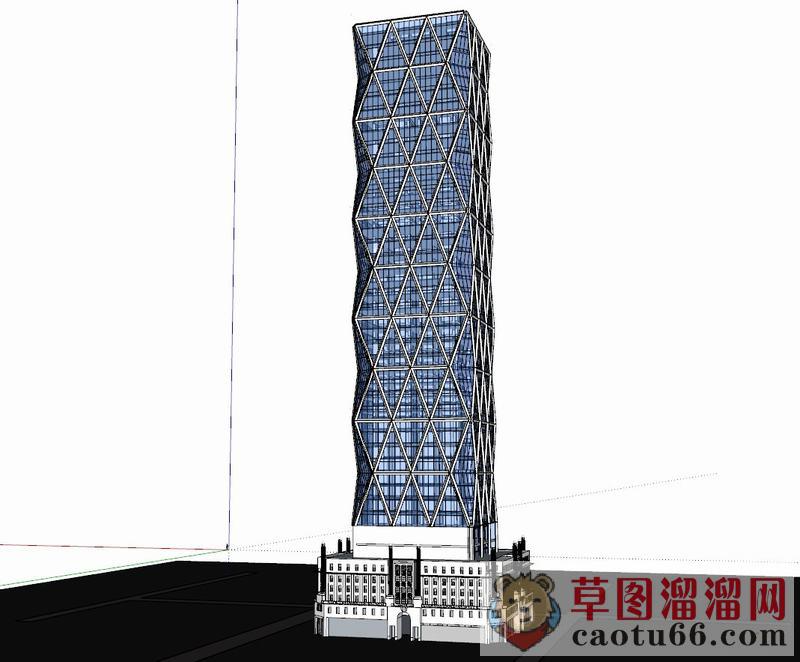 欧式高层玻璃幕墙SU模型