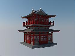 唐朝代阁楼建筑SU模型