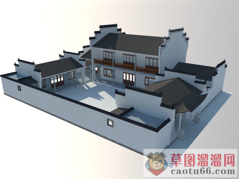 中式徽派四合院SU模型